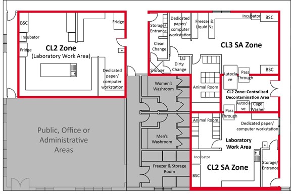 A floor plan of a Mixed-use Research Facility 